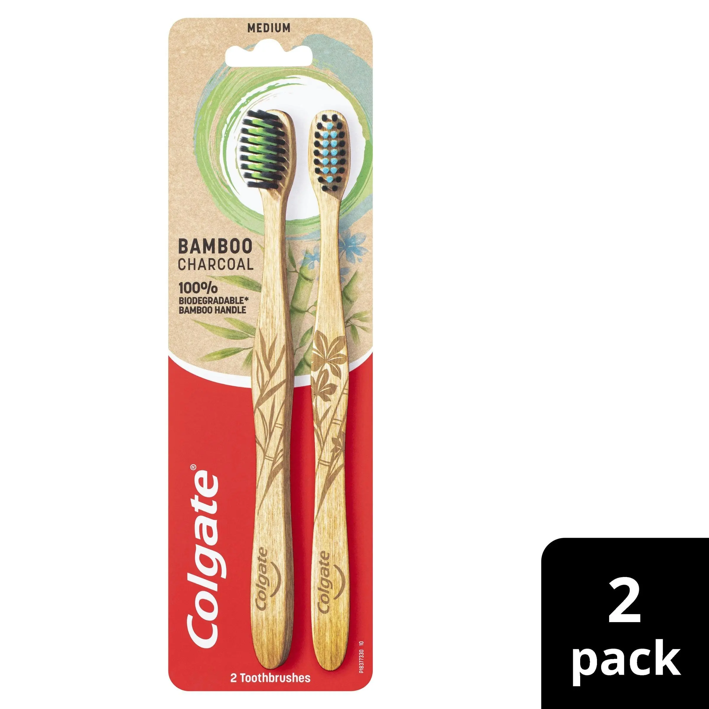 Colgate Bamboo Charcoal Toothbrush Medium 2 Pack