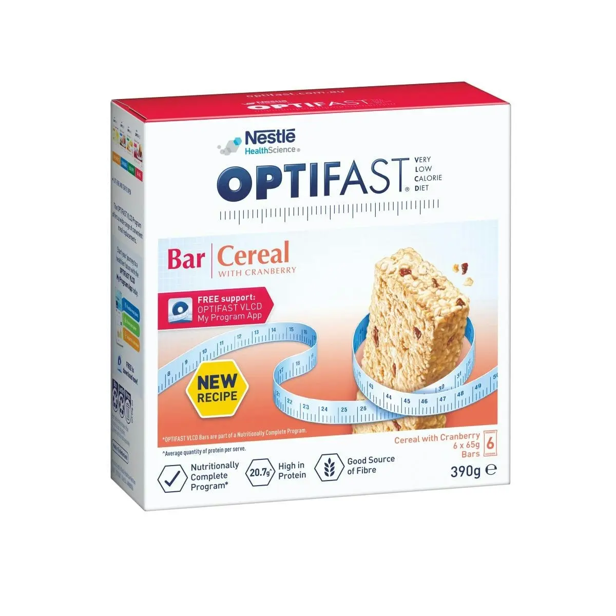 OPTIFAST VLCD Bar Cereal with Cranberry 6 Pack 390g