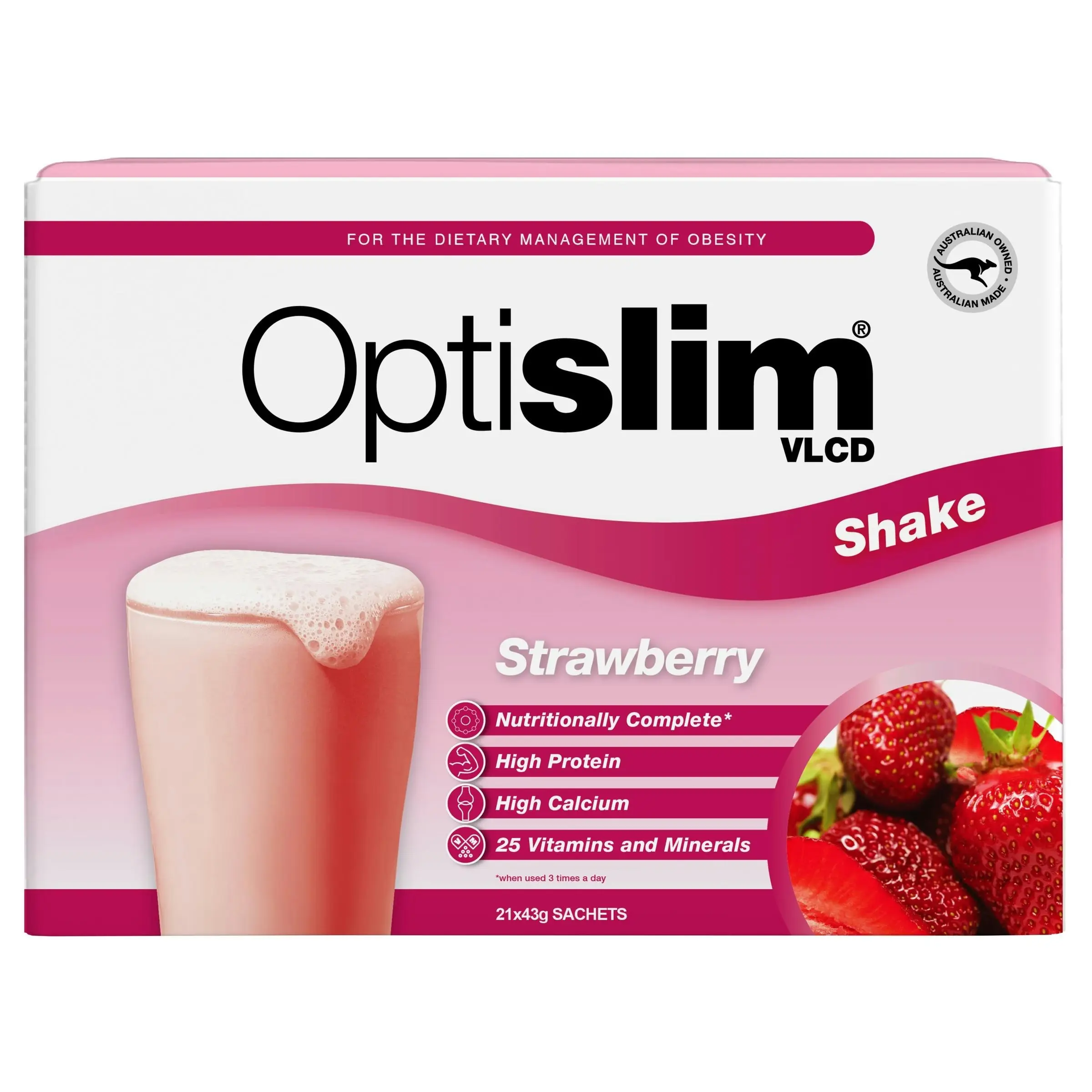 OptiSlim VLCD Shake Strawberry 21 x 43g