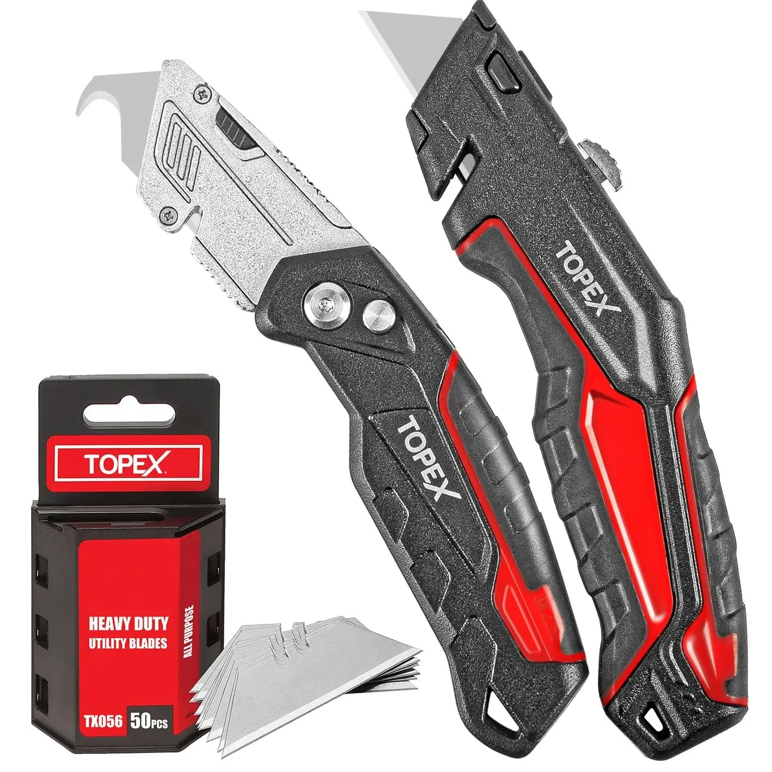 Topex Deluxe Folding Utility Knife 2 Piece Lock Back Auto Load Total 58 Blades