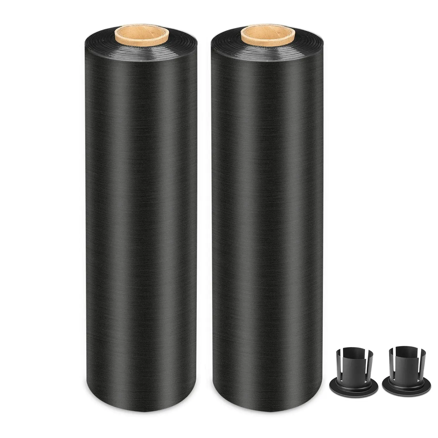 MasterSpec Black Plastic Stretch Wrap Film, 50cm x 400m Durable Packing Moving Packaging Heavy Duty Shrink Film 25U with Plastic Rotary Handle