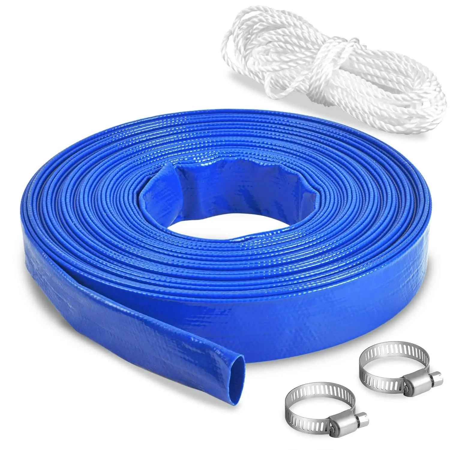 Topex 25mm 1" X 25m Submersible water Pump PVC Layflat Hose Kit