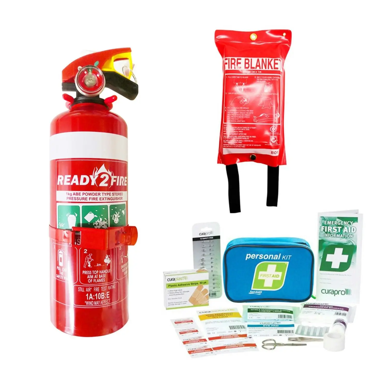 Ready2Fire Fire extinguisher, first aid kit with Fire Blanket