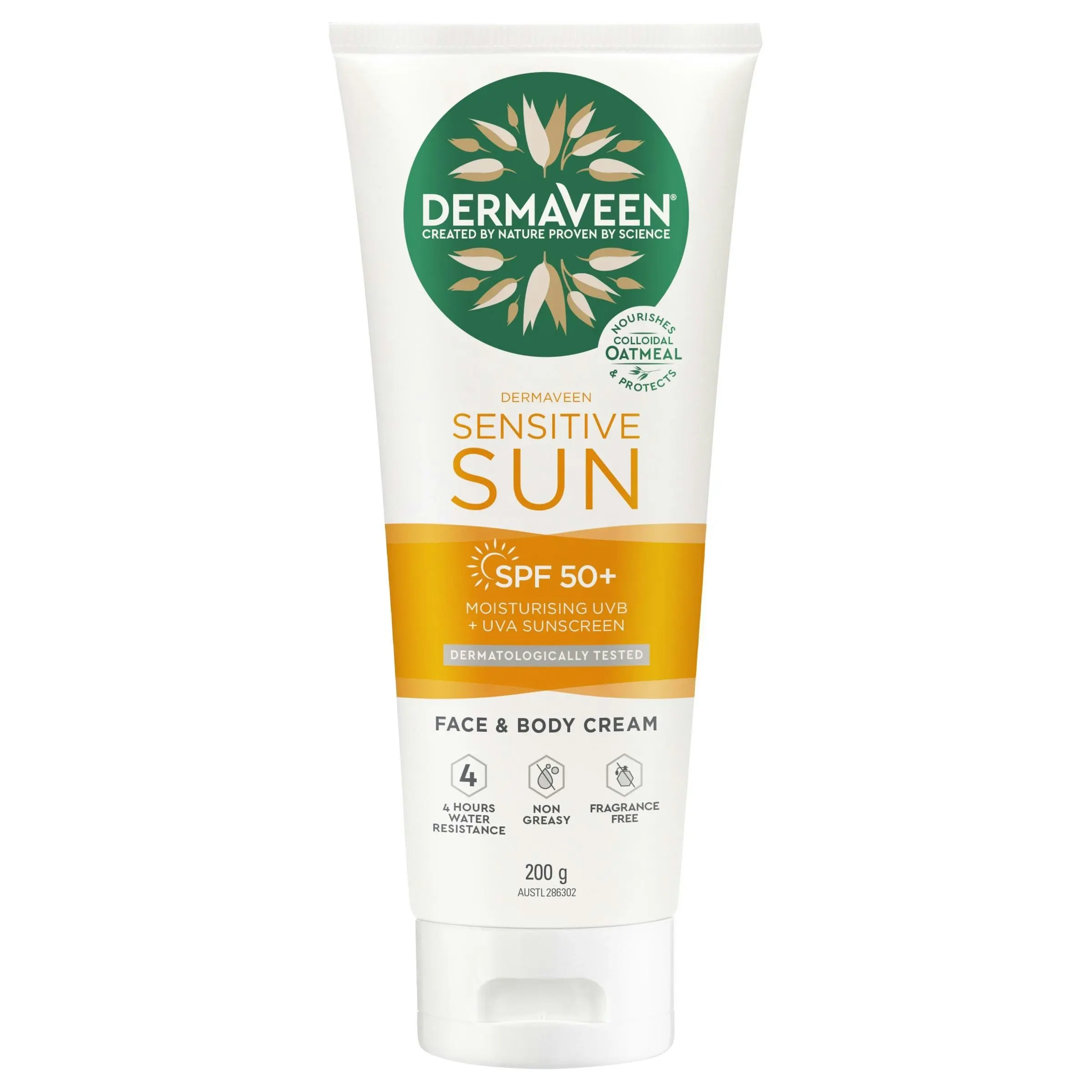 DermaVeen Daily Nourish Body Moisturiser SPF 50+ 200g