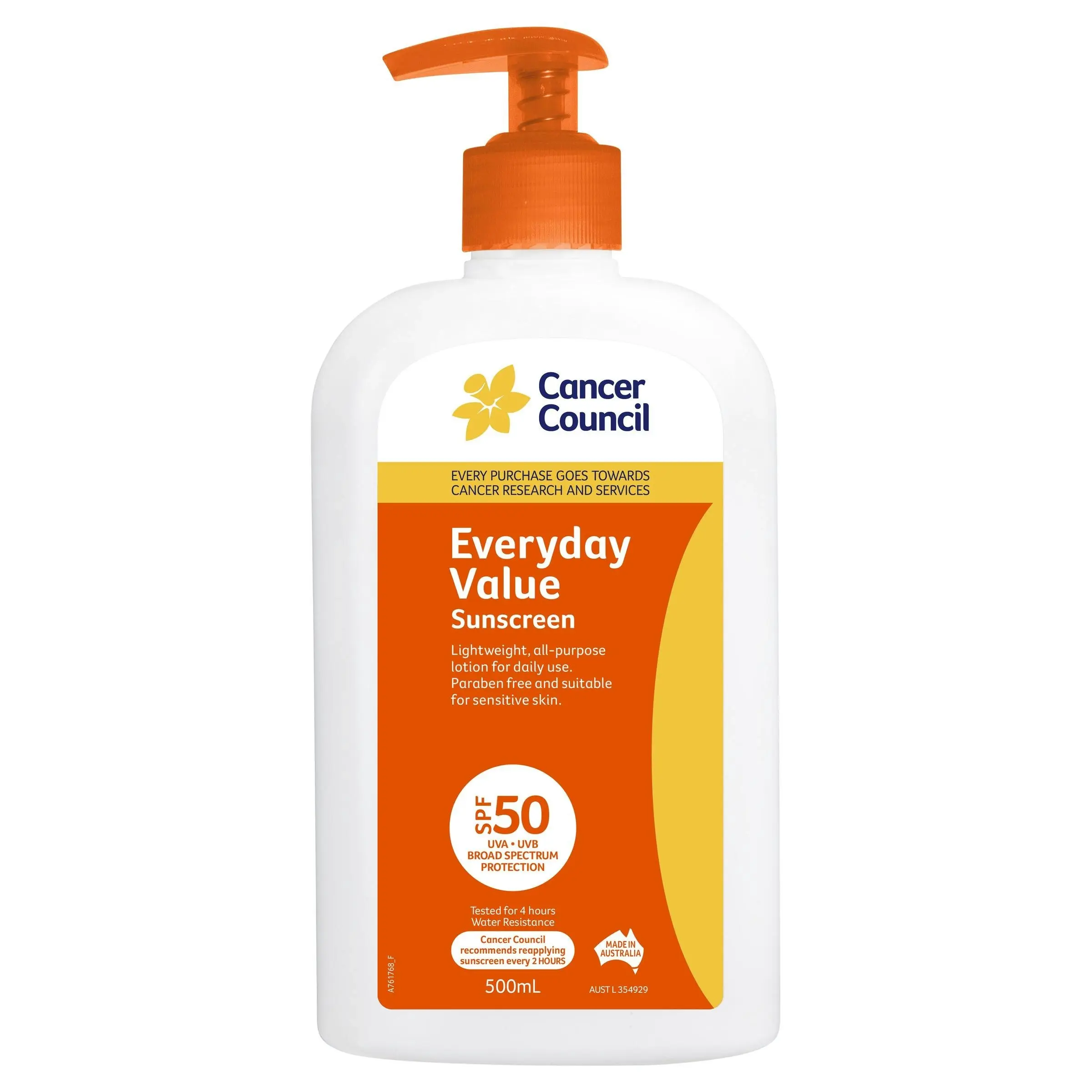 Cancer Council SPF 50+ Everyday Value Sunscreen 500ml