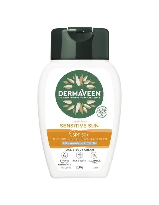 DermaVeen Sensitive Sun Face & Body Moisturiser SPF50+ 250g