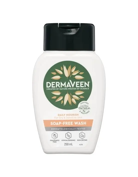 DermaVeen Daily Nourish Soap-Free Wash for Dry & Sensitive Skin 250mL