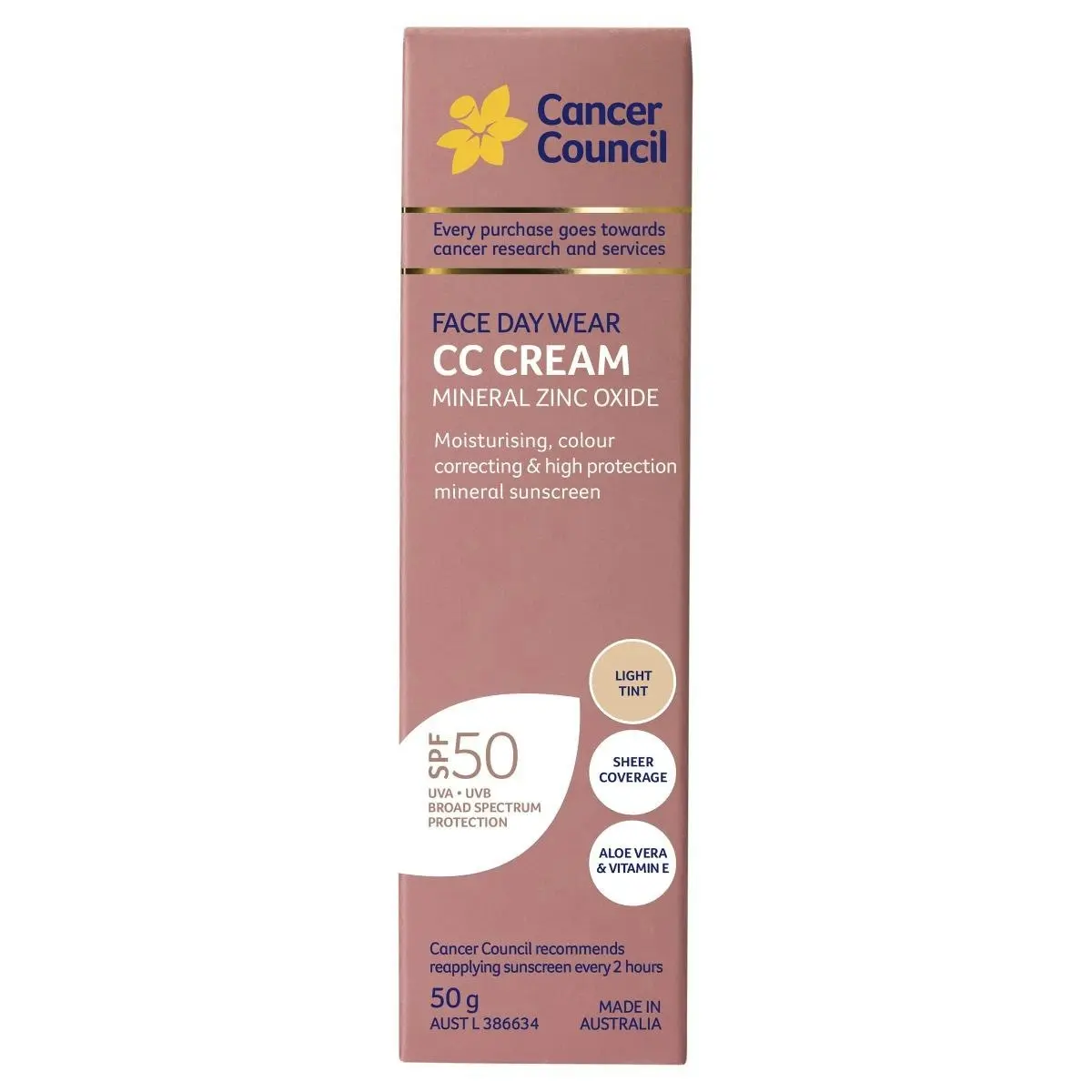 Cancer Council Face Day Wear CC Cream SPF50+ Light Tint 50g