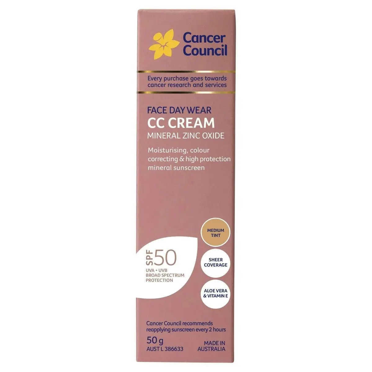 Cancer Council Face Day Wear CC Cream SPF50+ Medium Tint 50g