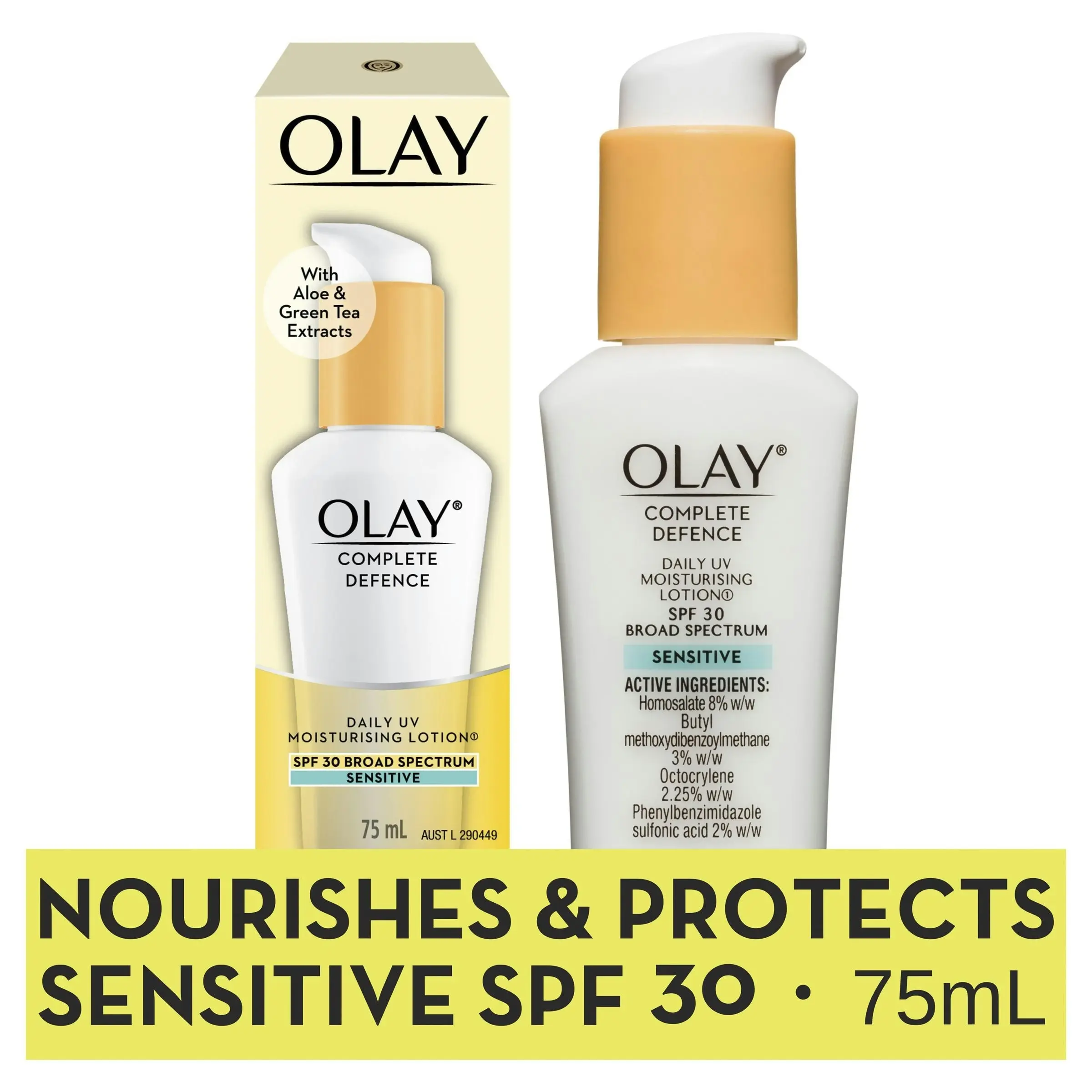 Olay Complete Defence Daily UV Moisturising Lotion Spf 30 Sensitive 75mL