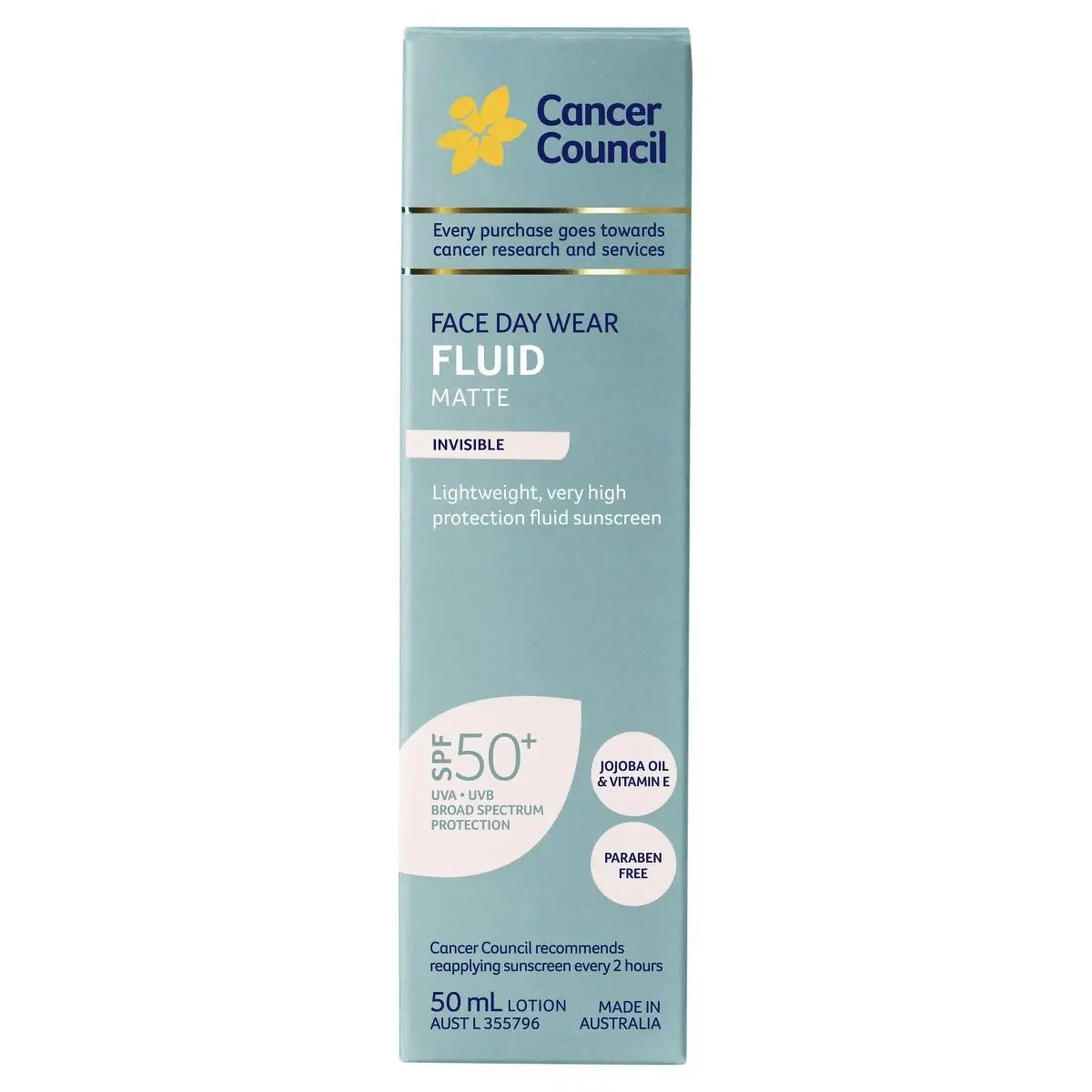 Cancer Council Day Wear Face Fluid Matte Invisible SPF50+ 50ml