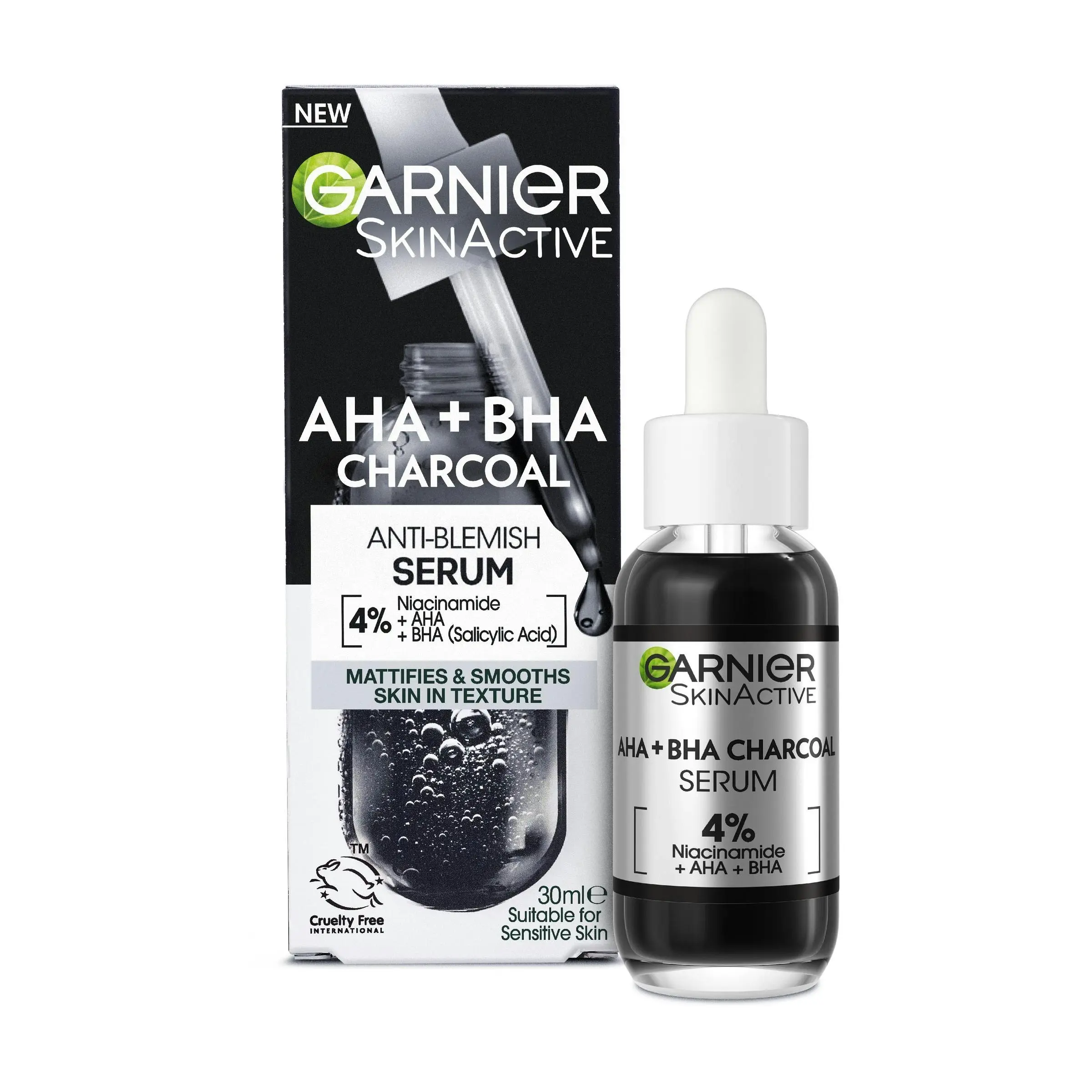 Garnier Pure Active AHA + BHA Charcoal Serum 30ml