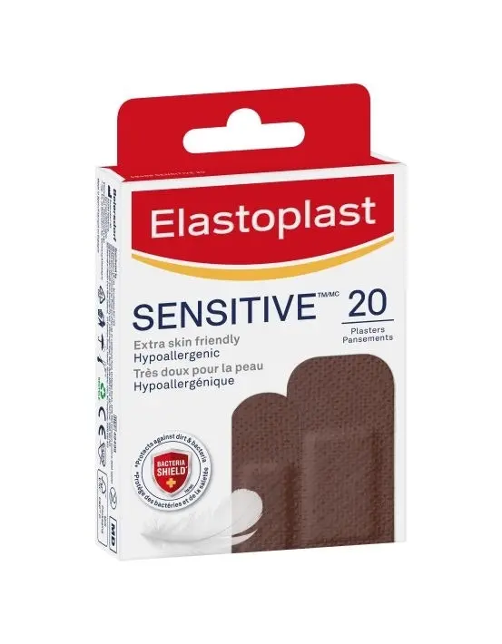 Elastoplast Sensitive Dark Skin Tone Plasters 20 Pack