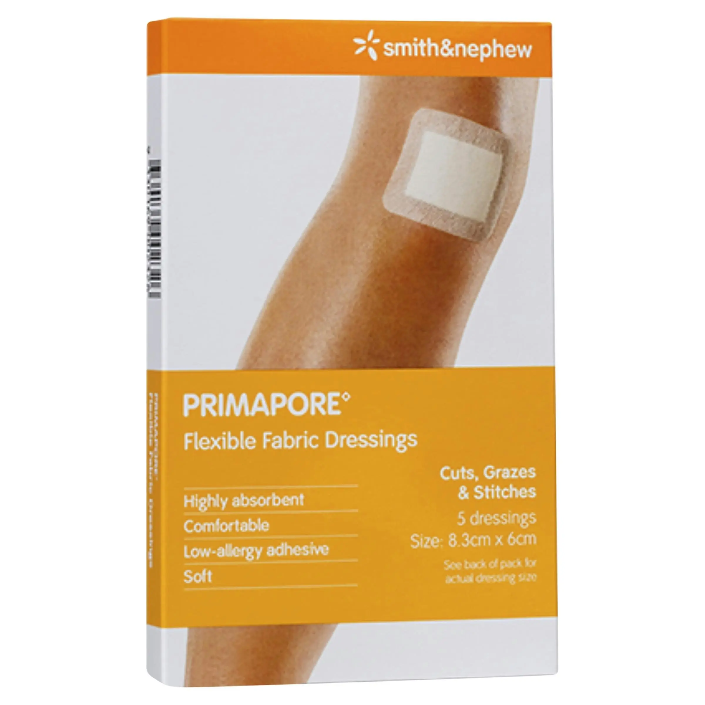 PRIMAPORE Adhesive Wound Dressing - 8.3cm x 6cm - 5 Pack