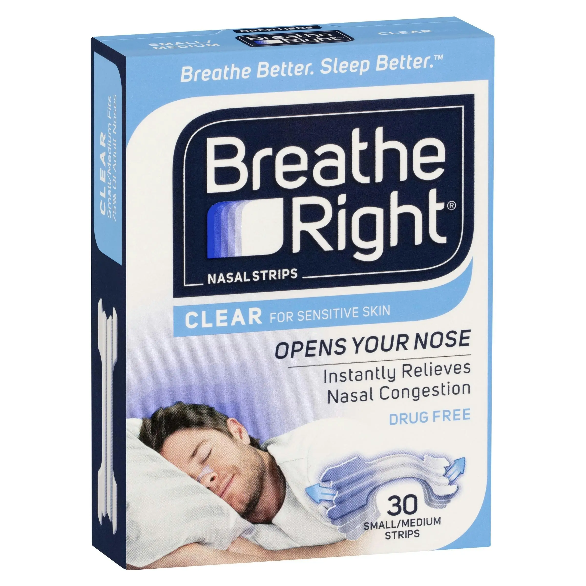 Breathe Right Nasal Strips Clear Regular 30 Strips