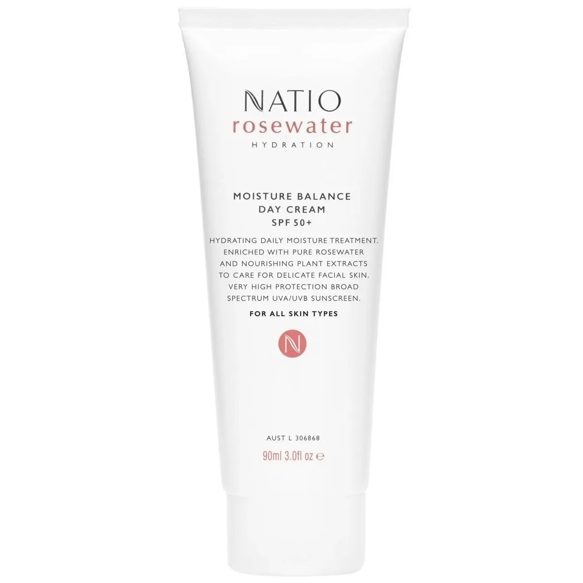 Natio Rosewater Hydration Moisture Balance Day Cream SPF50+ 90ml