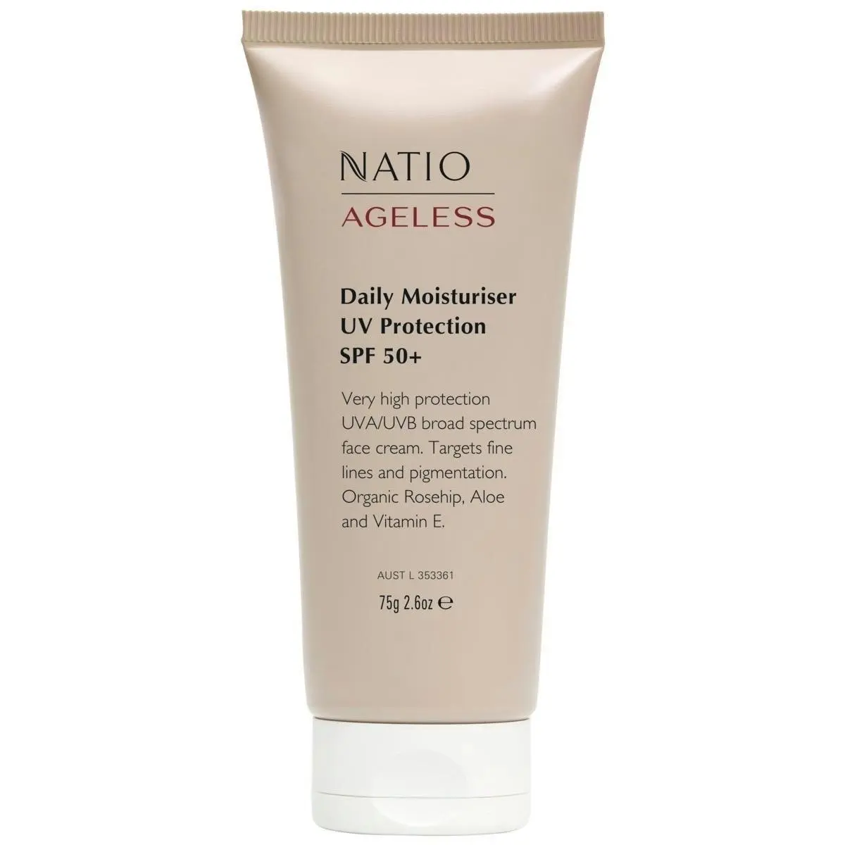 Natio Ageless Daily Moisturiser UV Protection SPF 50+ 75g