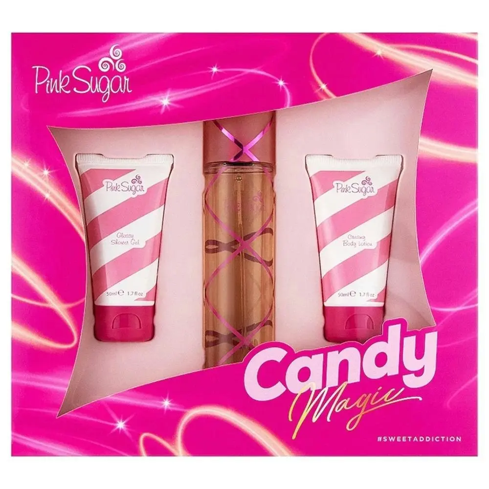 Aquolina Ladies Pink Sugar Candy Magic EDT 100ml & Shower Gel 50ml & Body Lotion 50ml 3 Piece Gift Set