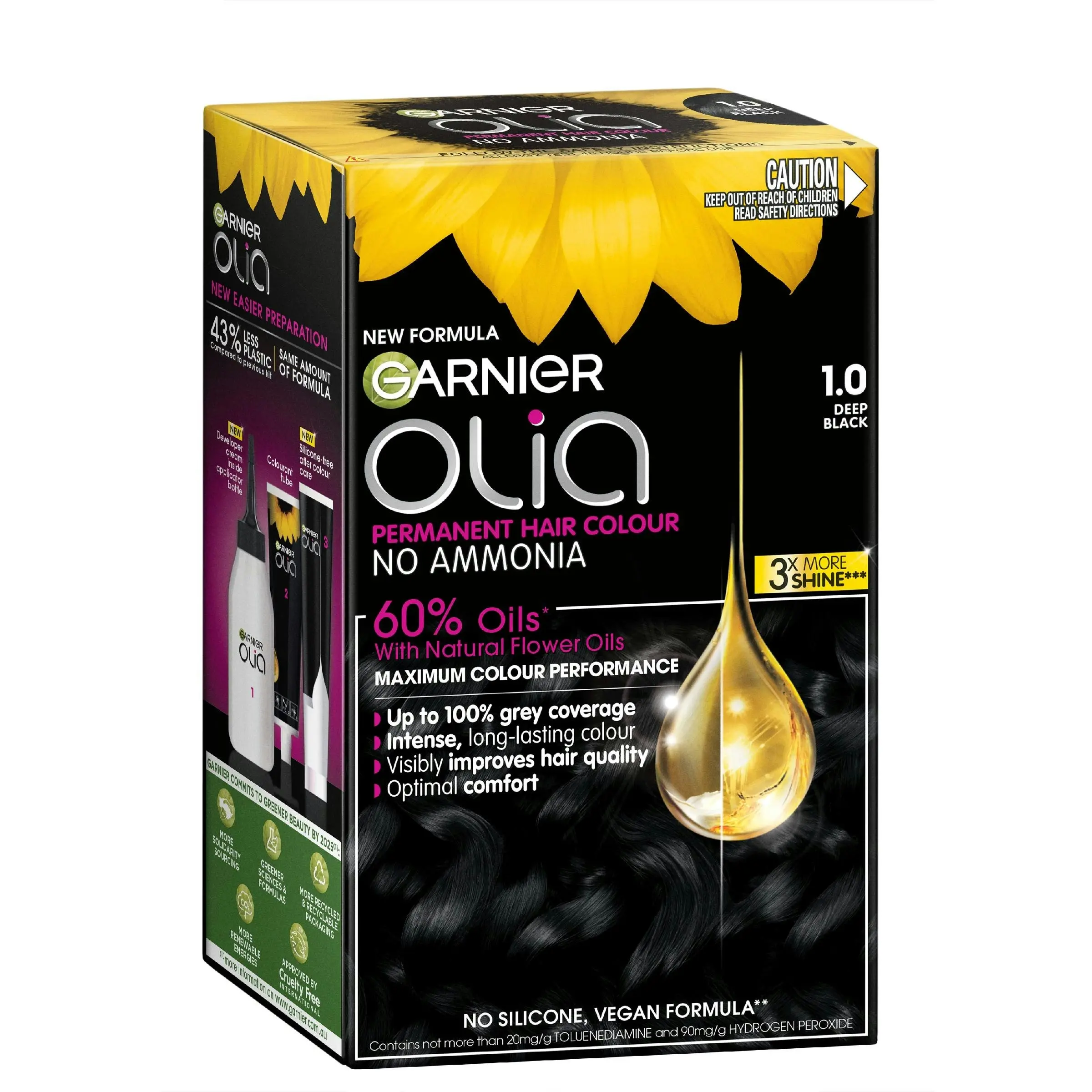 Garnier Olia 1.0 Deep Black No Ammonia Permanent Hair Colour