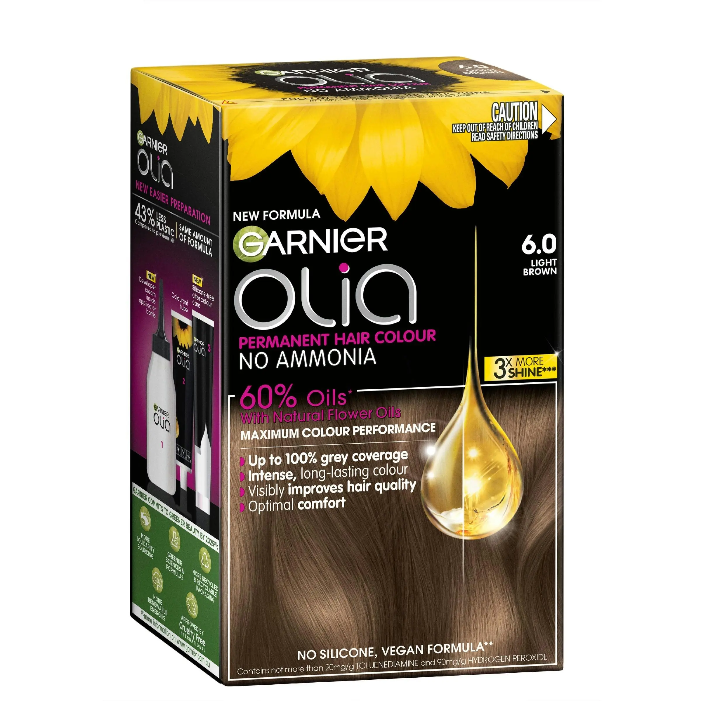 Garnier Olia 6.0 Light Brown No Ammonia Permanent Hair Colour