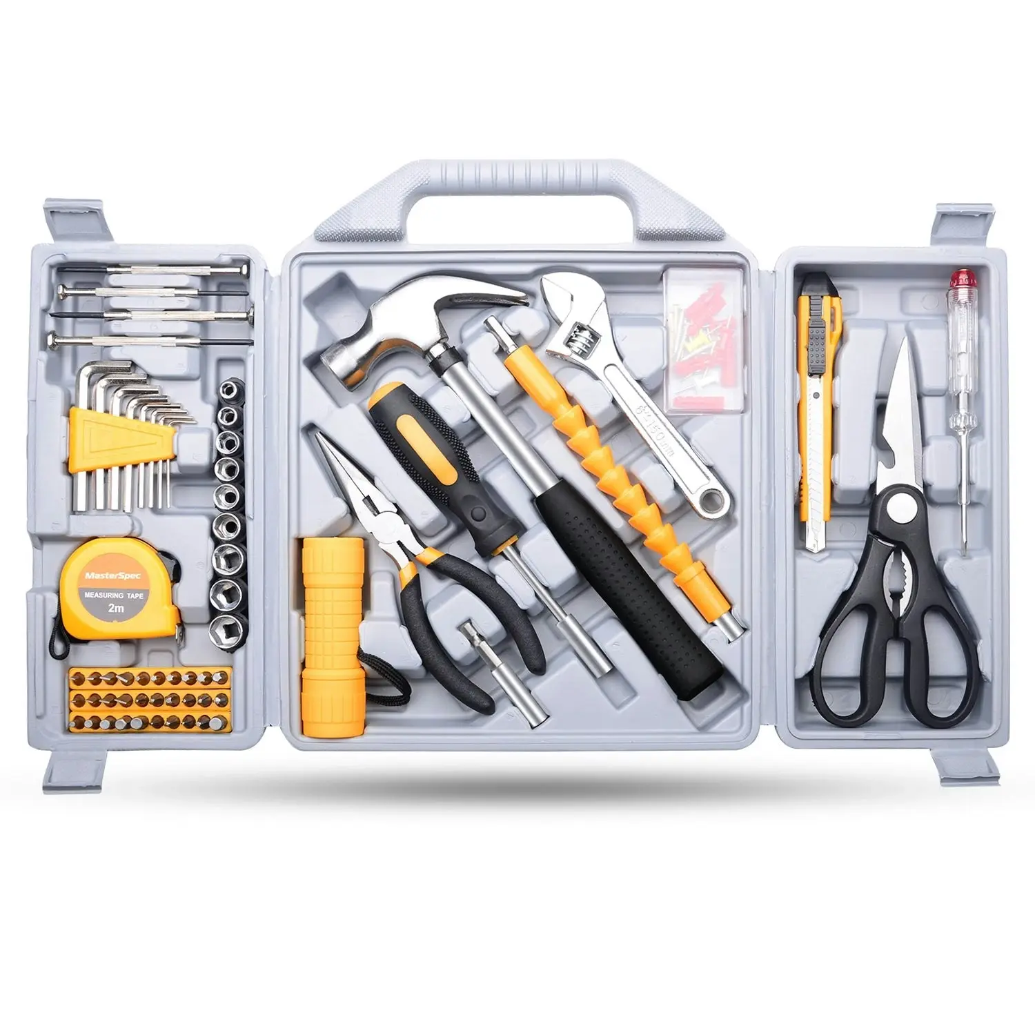 MasterSpec 100PCs Household Tool Kit Toolbox Set