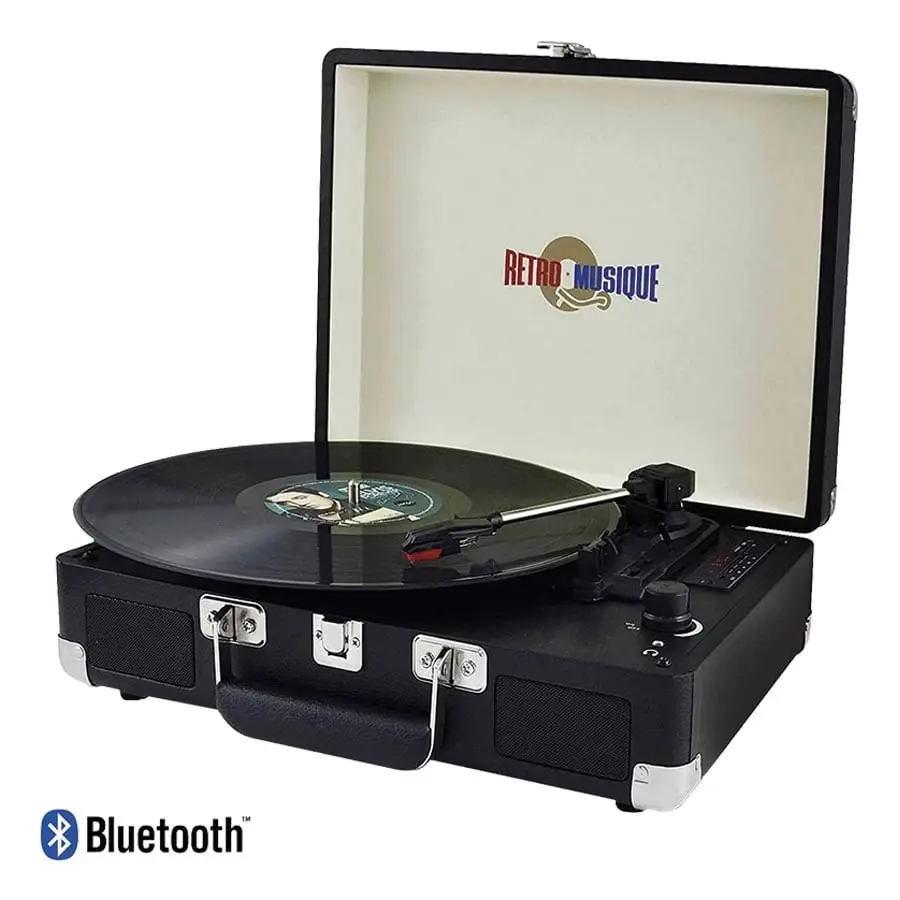 Retro Suitcase Style Turntable - Black DVD