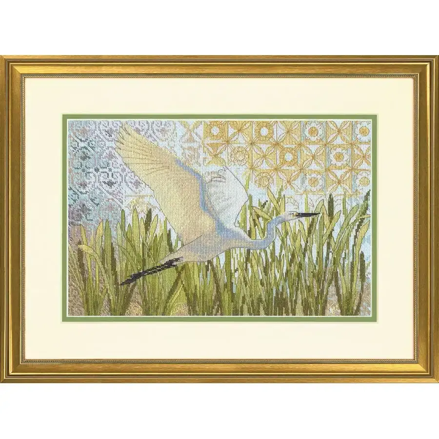 Egret in Flight Cross Stitch- Needlework