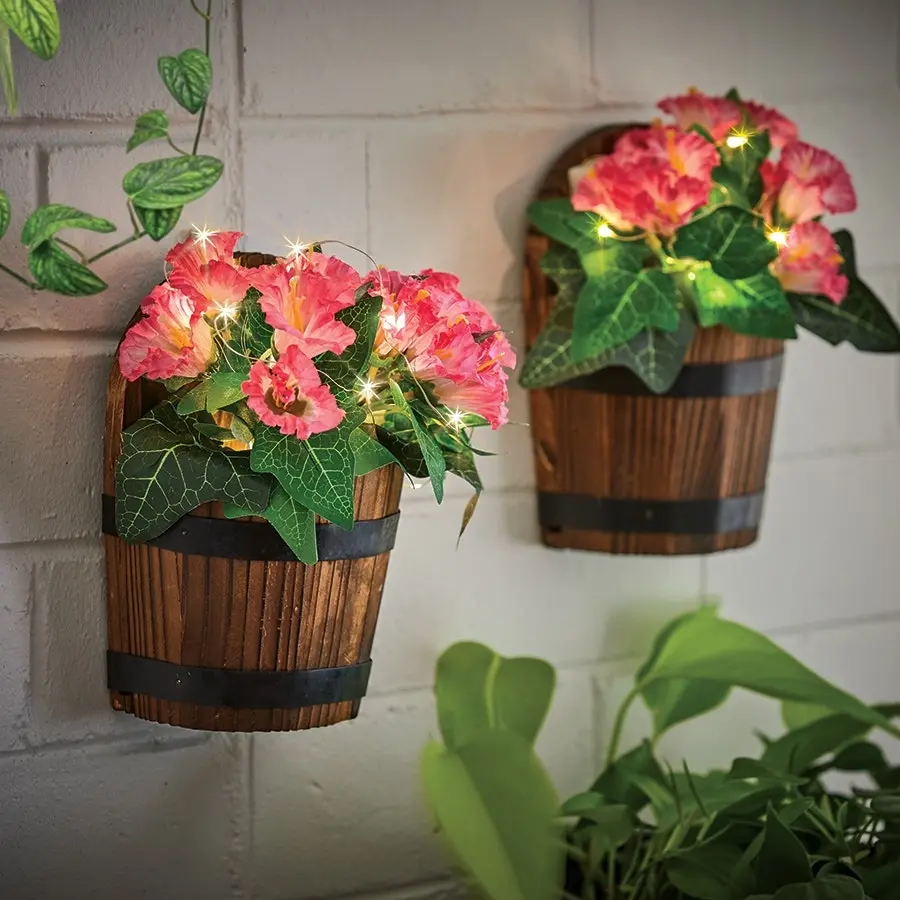 Wall-Mounted Barrel Planters set/2