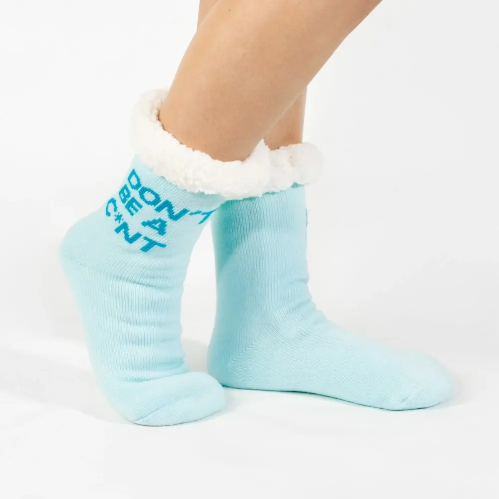 Don't Be A C*nt Mint Winter Sherpa Socks