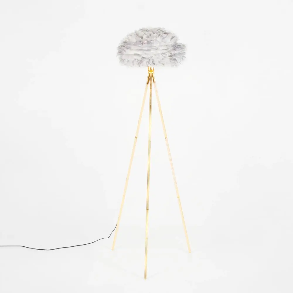 Grey Feather Tripod Floor Lamp