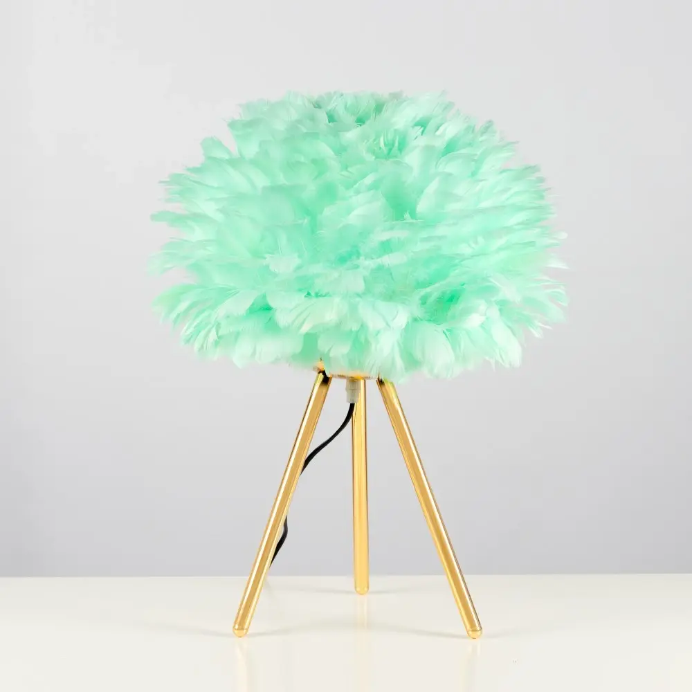 Mint Feather Tripod Table Lamp