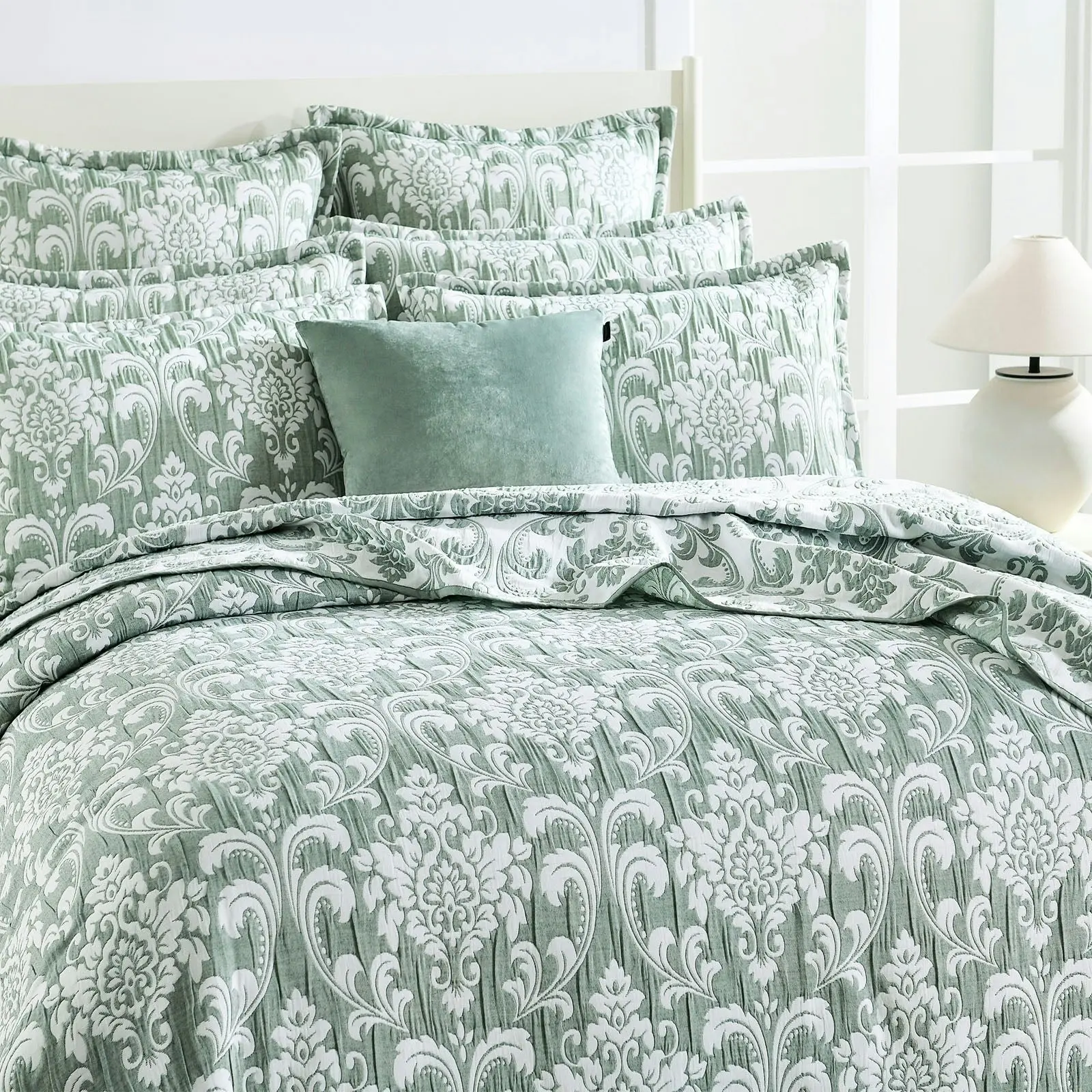 Tahlia Jade Jacquard Coverlet Set