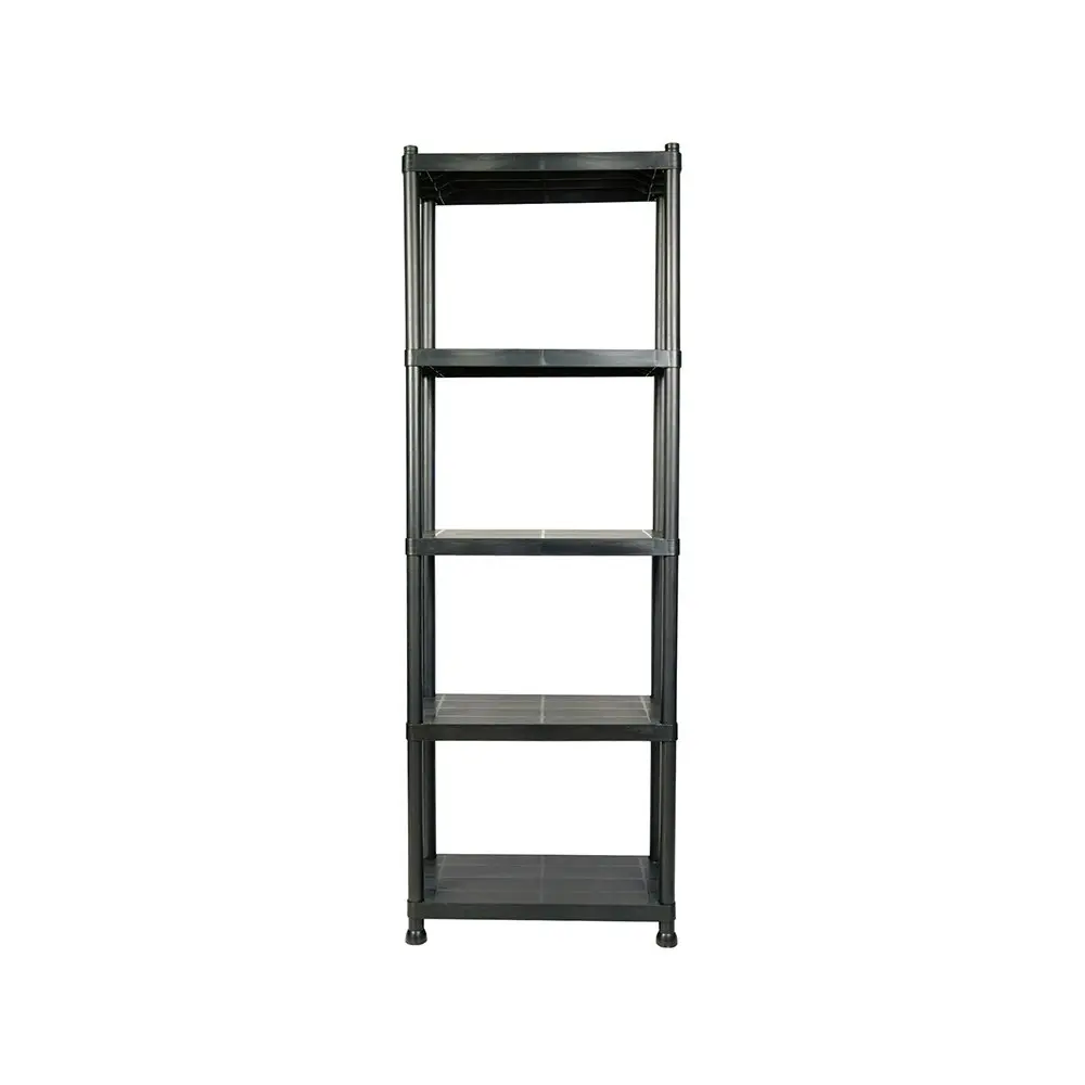 Viviendo 5 Tier Shelving Rack Organiser Plastic Home Storage Garage Multipurpose - Black