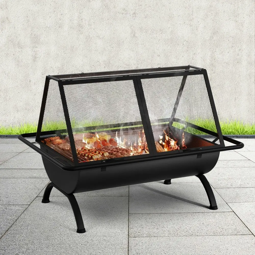 Grillz Fire Pit BBQ Grill Outdoor Fireplace Steel