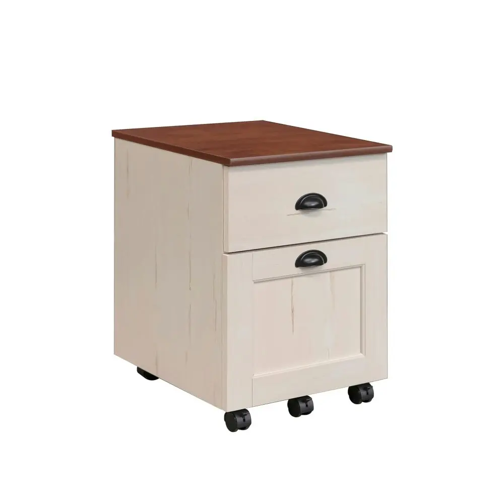 Maestro Furniture Basil Wooden 2-Drawer Mobile Pedestal Filling Cabinet Antique White