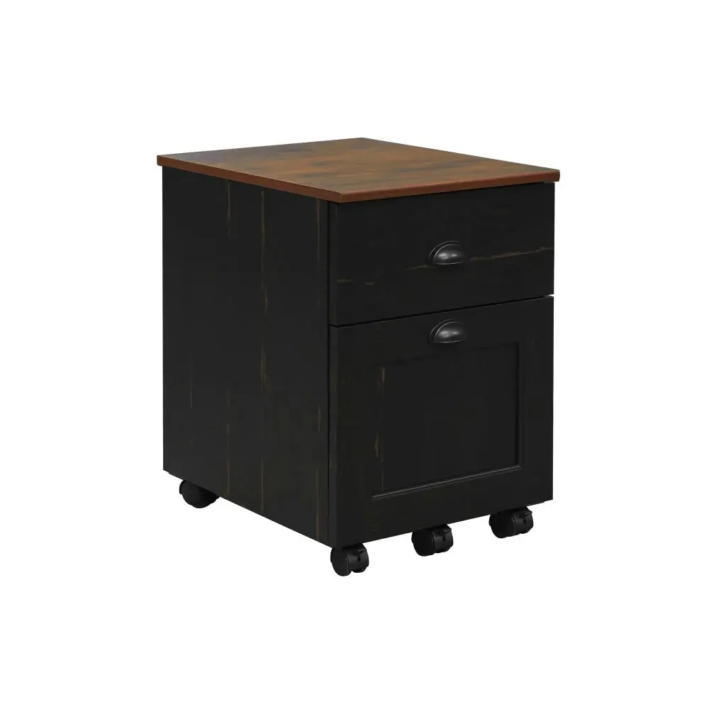 Maestro Furniture Basil Wooden 2-Drawer Mobile Pedestal Filling Cabinet Antique Black