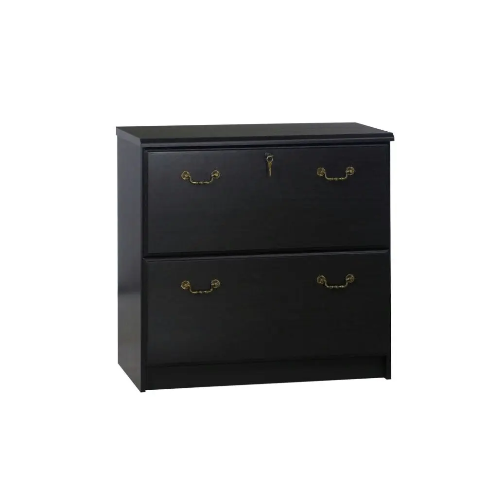 Maestro Furniture Norwich Modern Wooden 2-Drawer Lateral Filing Cabinet Storage - Black Oak