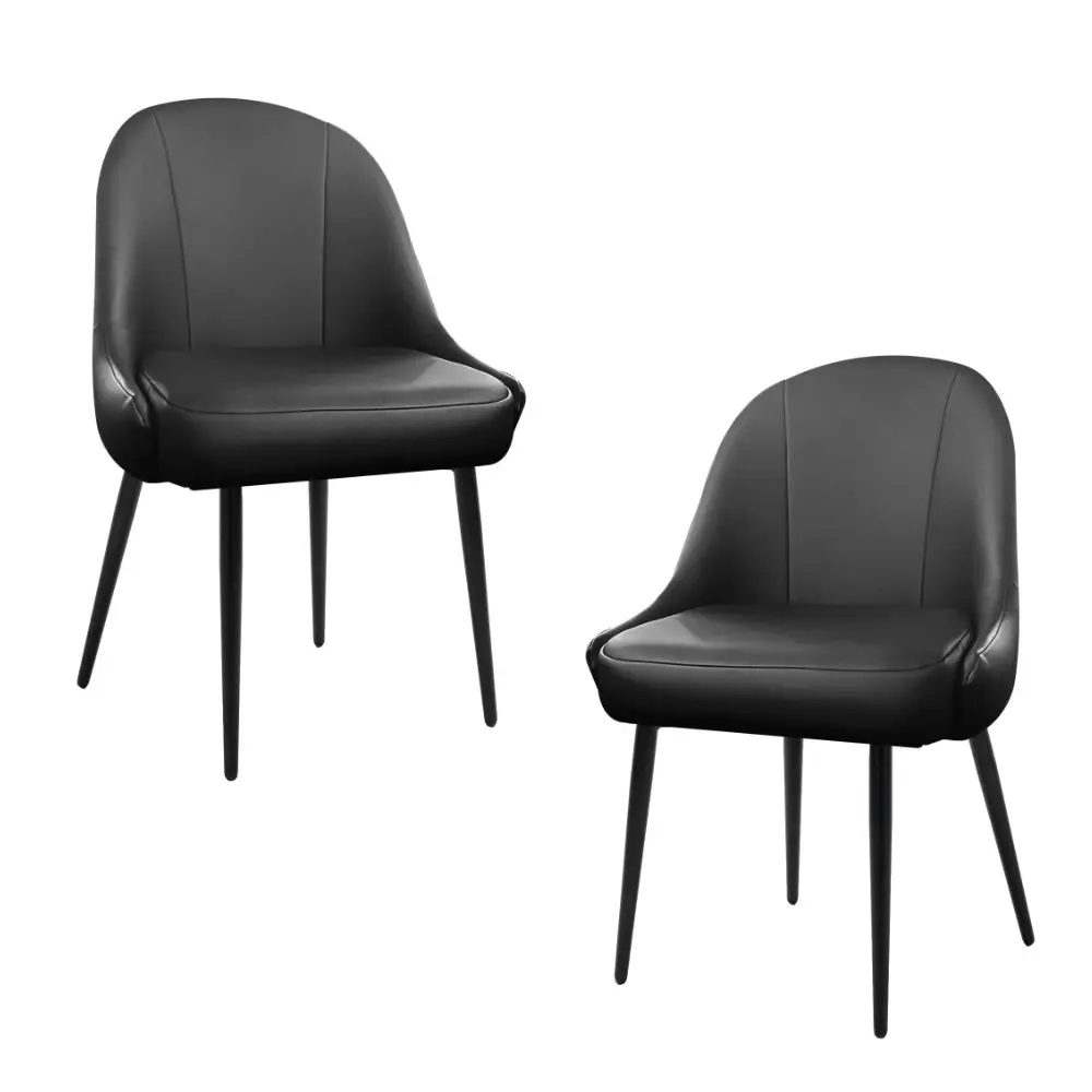 HomeStar Set Of 2 Soon PU Leather Kitchen Dining Chair Metal Legs Black