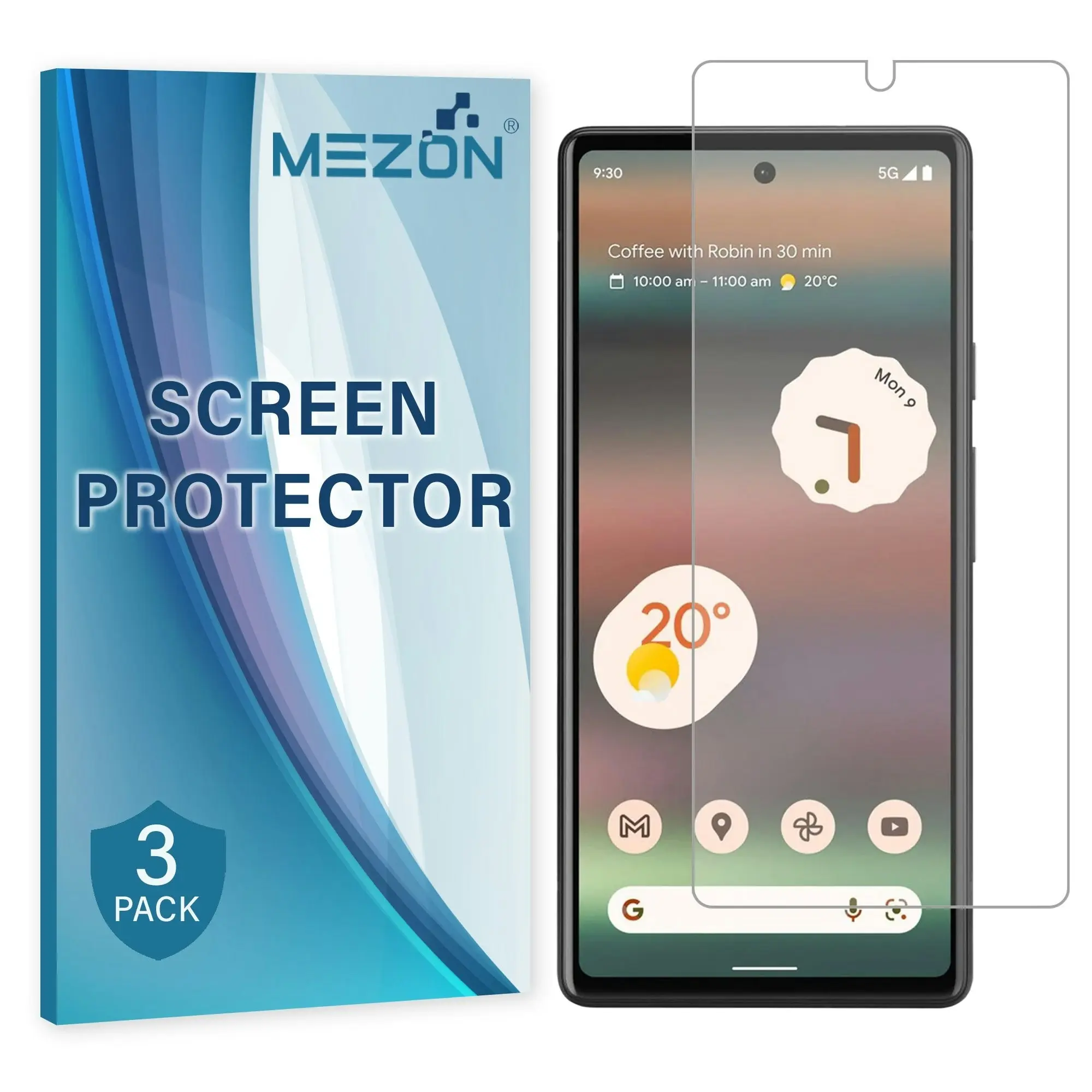 [3 Pack] MEZON Google Pixel 6a (6.1") Anti-Glare Matte Screen Protector Case Friendly Film (Pixel 6a, Matte)