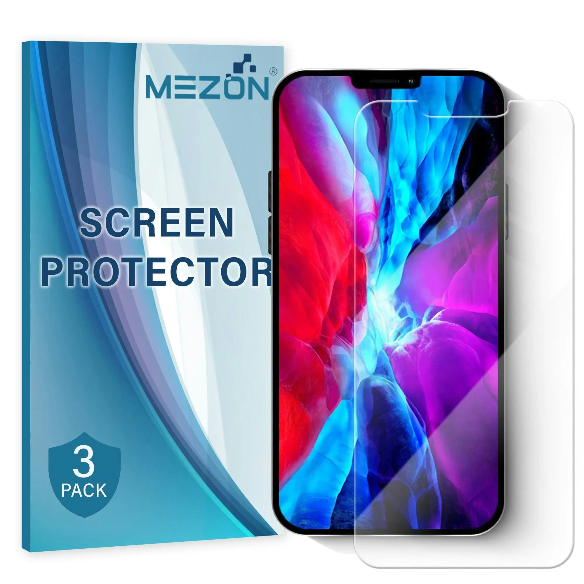 [3 Pack] MEZON Apple iPhone 12 (6.1") Ultra Clear Screen Protector Case Friendly Film (iPhone 12, Clear)