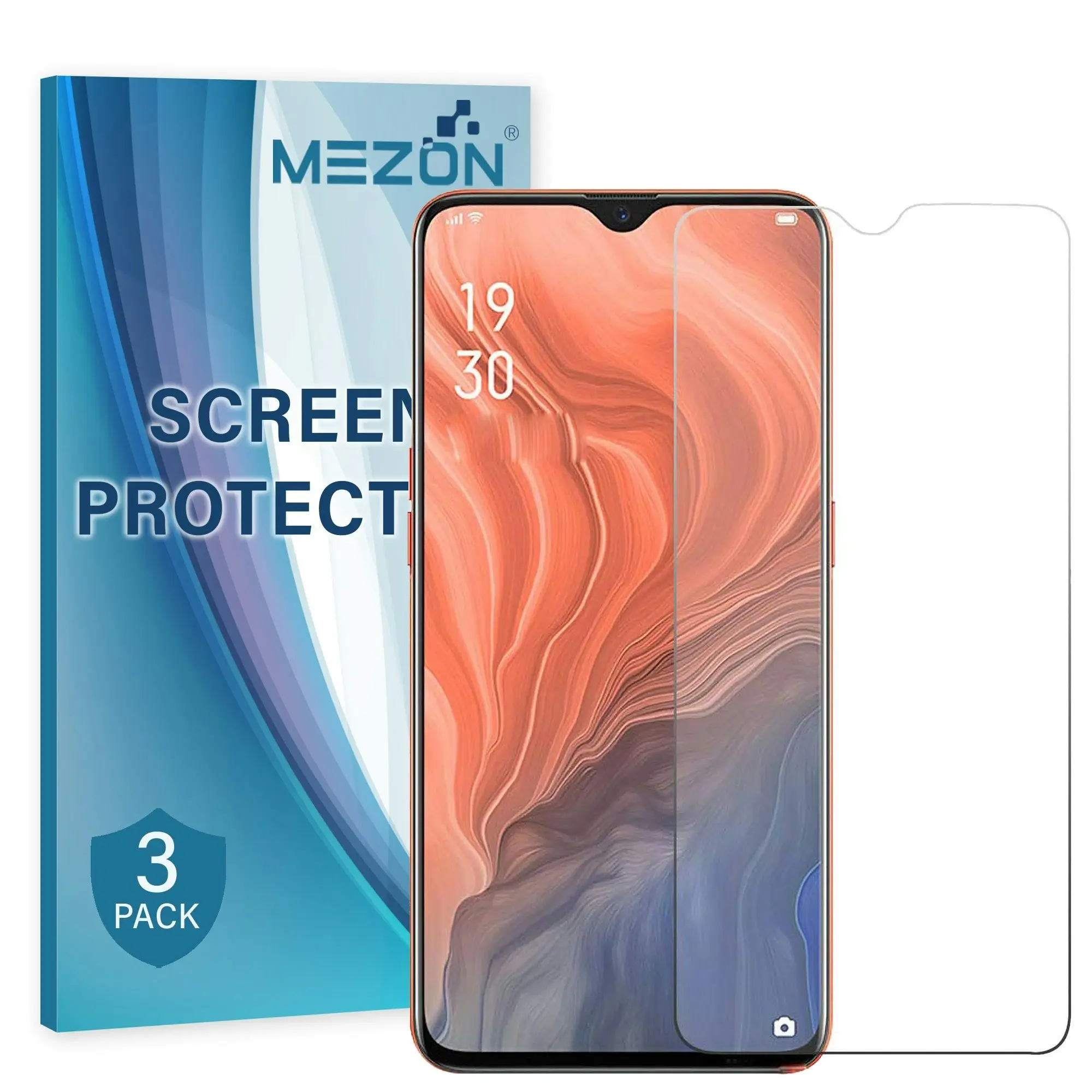 [3 Pack] MEZON Realme C3 Ultra Clear Screen Protector Case Friendly Film (Realme C3, Clear)