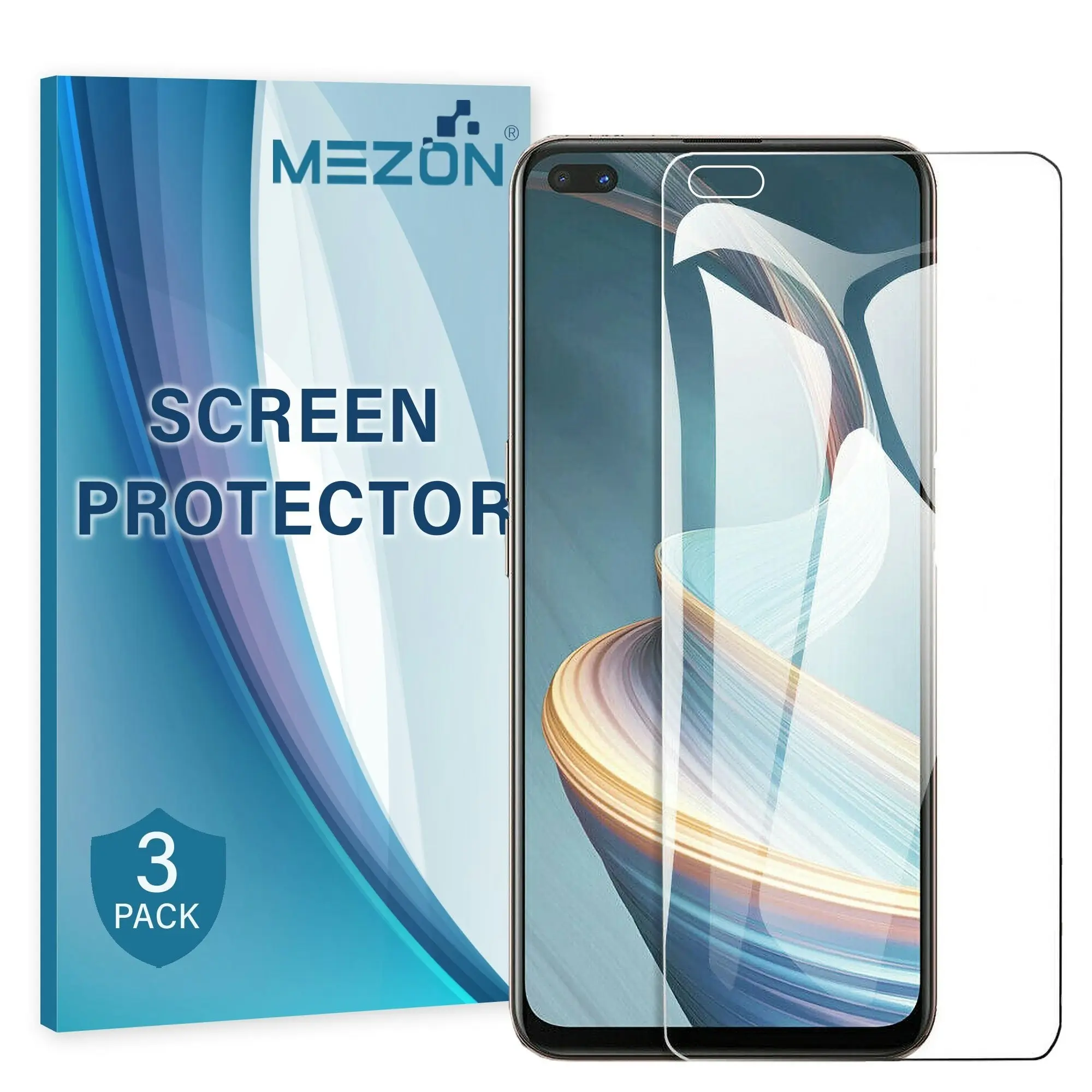 [3 Pack] MEZON OPPO Reno4 Z 5G Ultra Clear Screen Protector Case Friendly Film (Reno4 Z 5G, Clear)