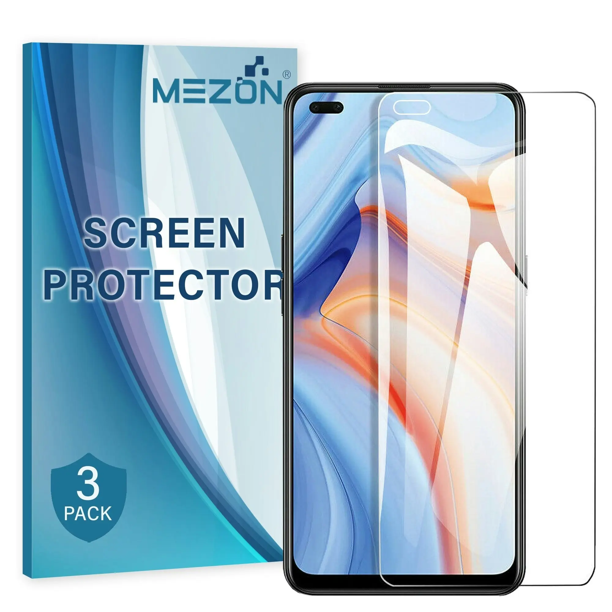 [3 Pack] MEZON OPPO Reno4 5G Ultra Clear Screen Protector Case Friendly Film (Reno4 5G, Clear)