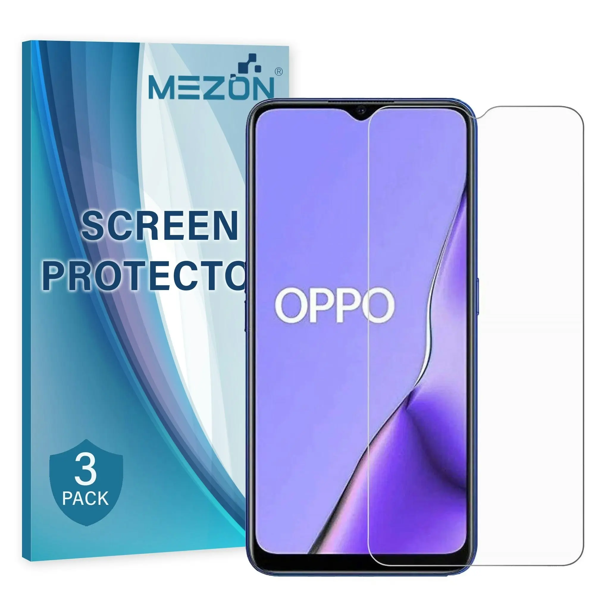 [3 Pack] MEZON OPPO A5 2020 Ultra Clear Screen Protector Case Friendly Film (A5 2020, Clear)