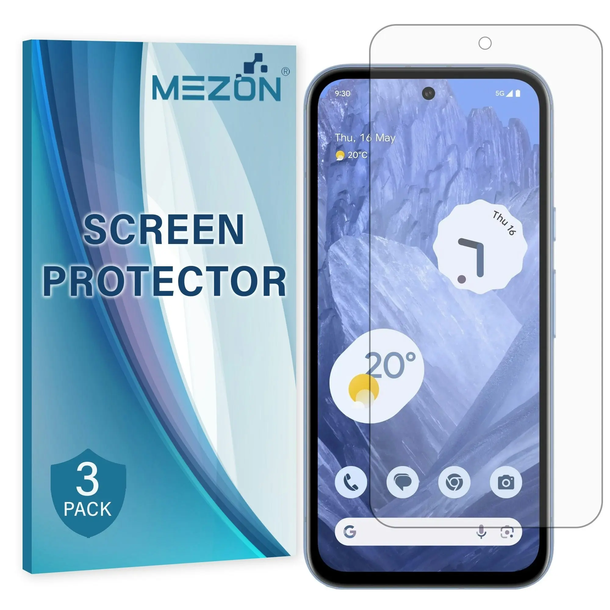 [3 Pack] MEZON Google Pixel 8a (6.1") Ultra Clear Screen Protector Case Friendly Film (Pixel 8a, Clear)