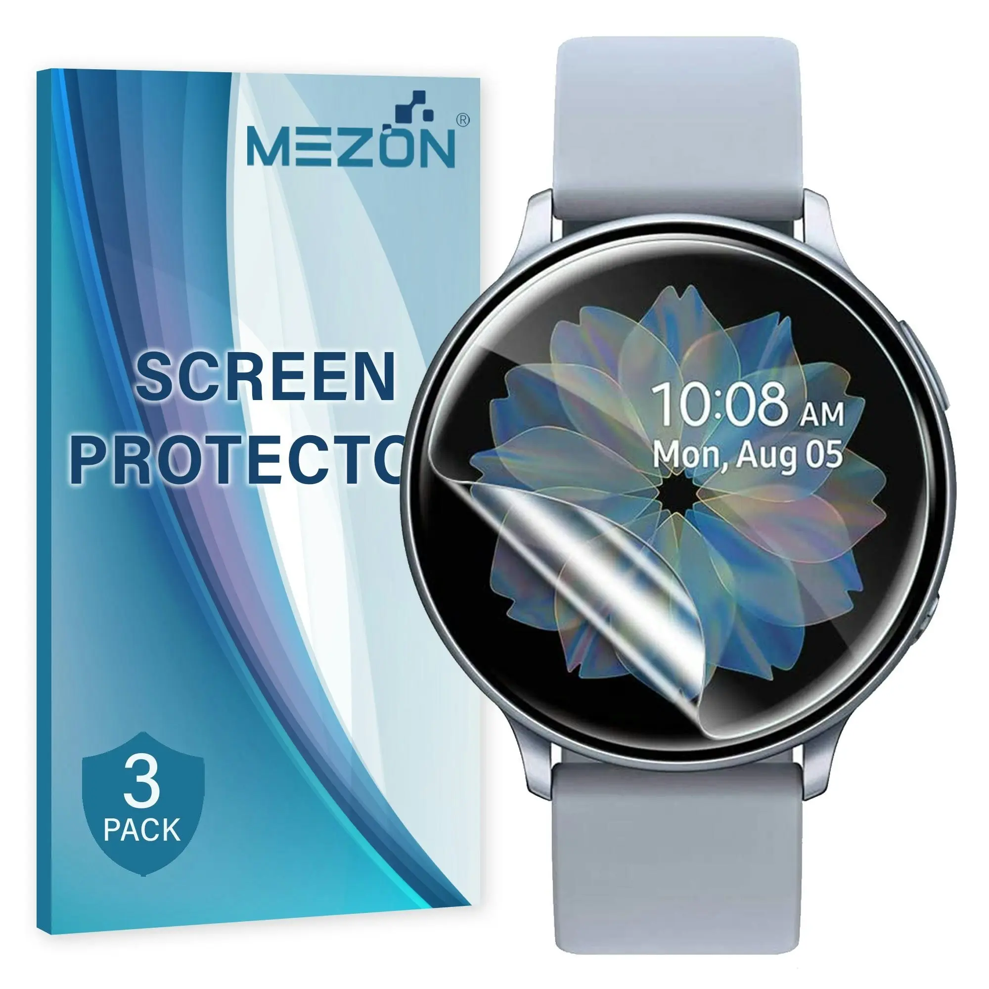 [3 Pack] MEZON Samsung Galaxy Watch4 (44 mm) Ultra Clear TPU Film Screen Protectors Shock Absorption (Watch 4 44mm, Clear)