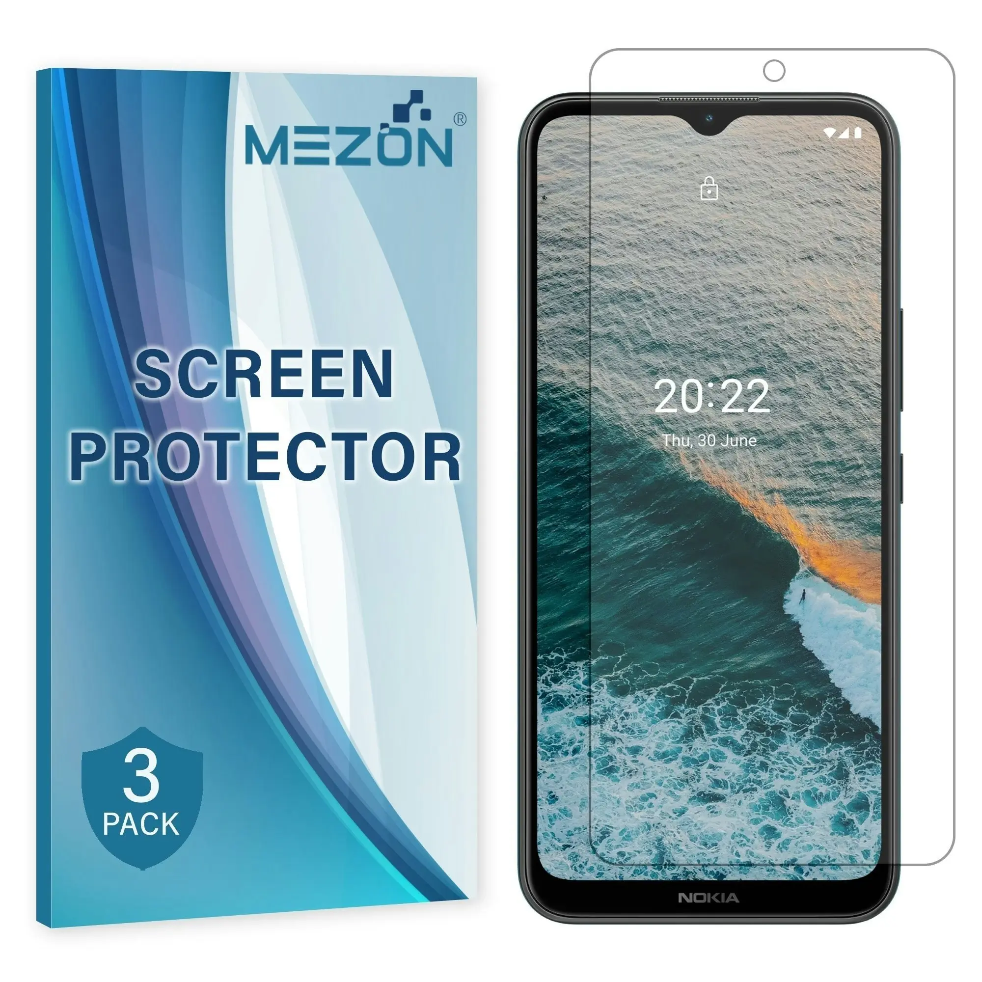 [3 Pack] MEZON Nokia C21 Plus Premium Hydrogel Clear Edge-to-Edge Full Coverage Screen Protector Film