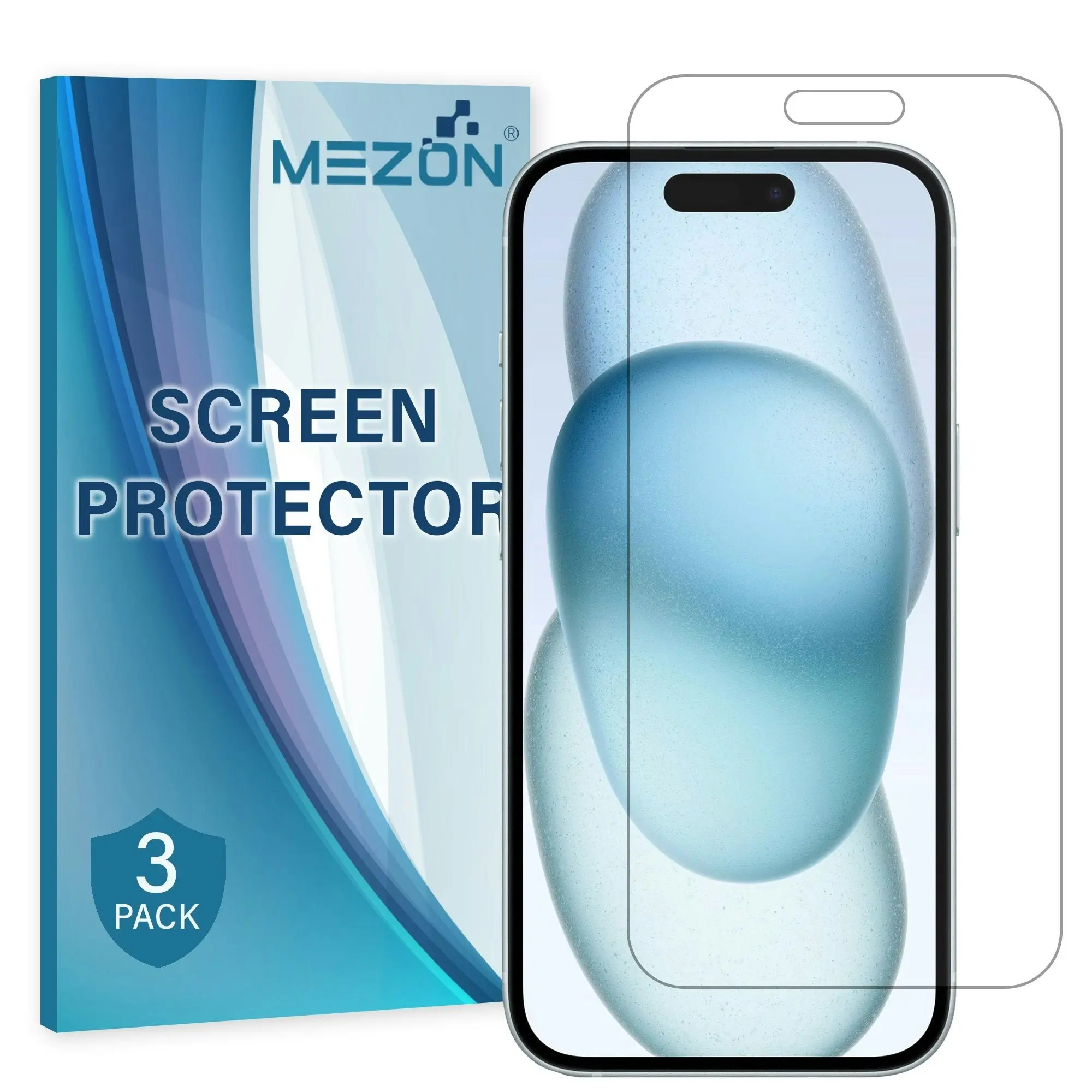 [3 Pack] MEZON iPhone 15 Plus (6.7") Premium Hydrogel Clear Edge-to-Edge Full Coverage Screen Protector Film