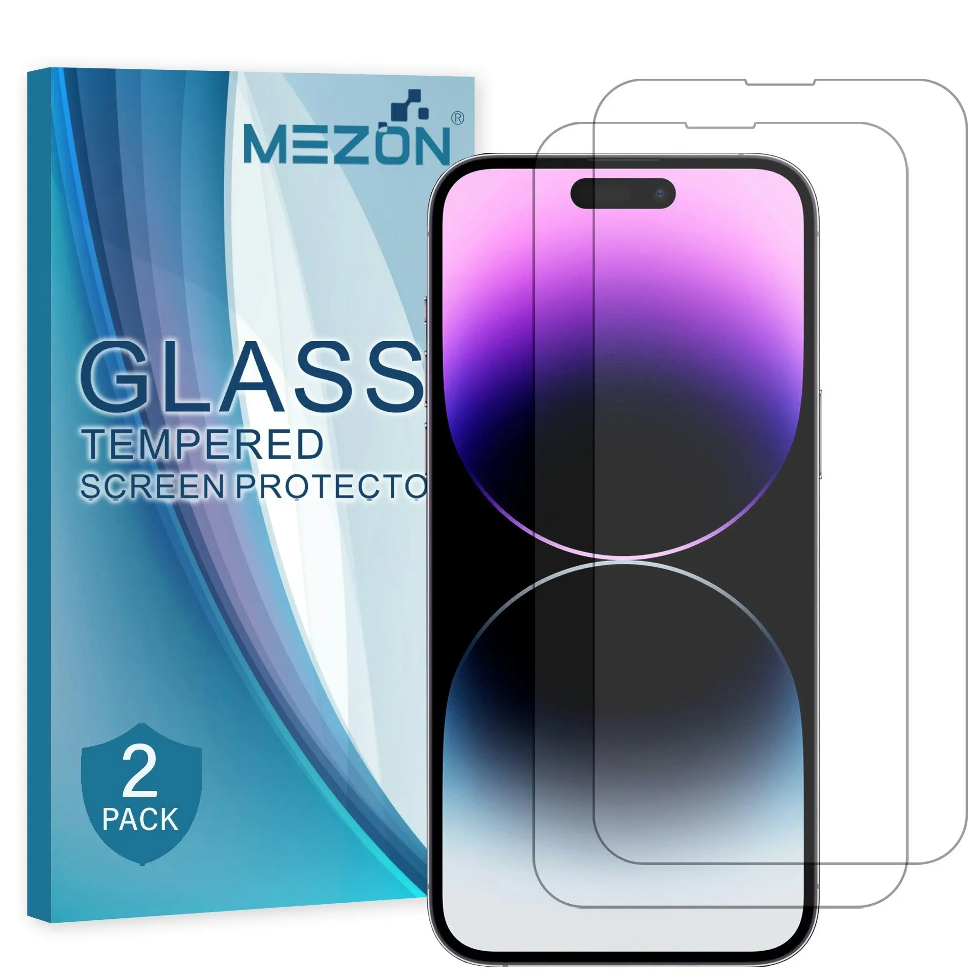 [2 Pack] MEZON Tempered Glass for iPhone 14 Pro Max (6.7") Crystal Clear Premium 9H HD Case Friendly Screen Protector