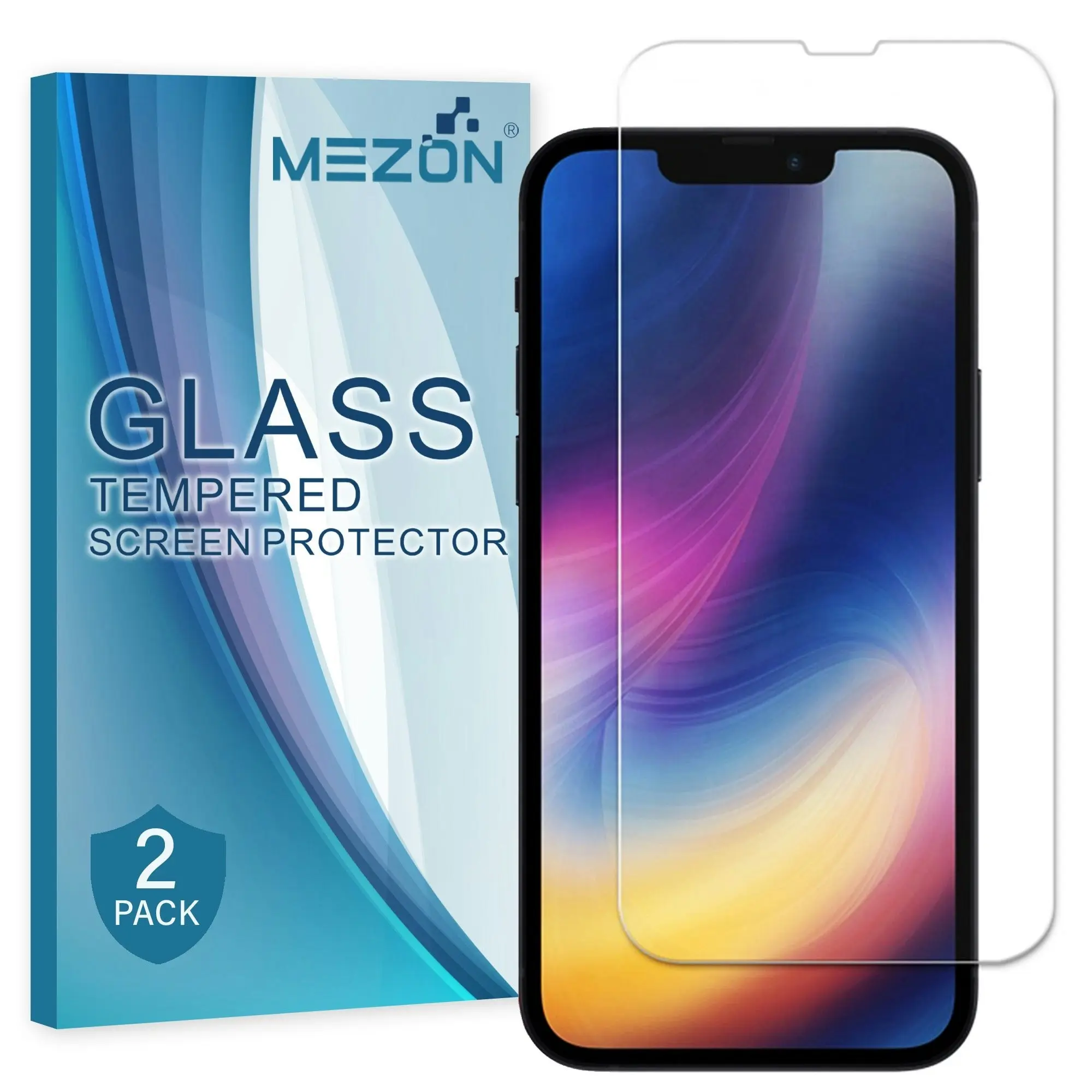 [2 Pack] MEZON Tempered Glass for iPhone 13 Pro Max (6.7") Crystal Clear Premium 9H HD Case Friendly Screen Protector